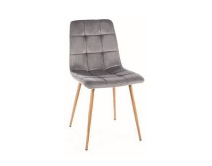Scaun tapitat MILA D VELVET catifea grey 45x53xH86cm, picioare nuanta lemnului