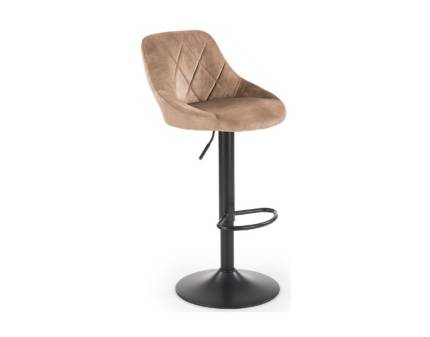 Scaun tapitat pentru bar H101 reglabil pe inaltime, catifea beige 47x45xH84-106cm, picior negru