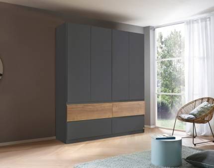 Dulap cu 4 usi cu balamale si 4 sertare WINNIPEG 181x210x56cm gri metalic/ halifax