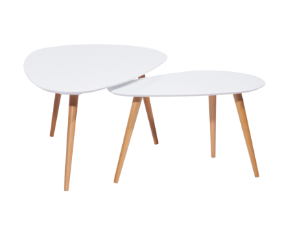 Set 2 masute NOLAN B WHITE din MDF alb si lemn de fag 116x66xH45cm/ 75x43xH39cm