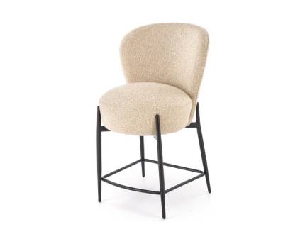 Scaun tapitat pentru bar H126 material plusat beige 50x61xH95cm, picioare negre