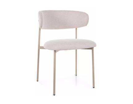 Scaun tapitat ELTON BREGO minimalist, material textil cream 56x58xH80cm, picioare casmir