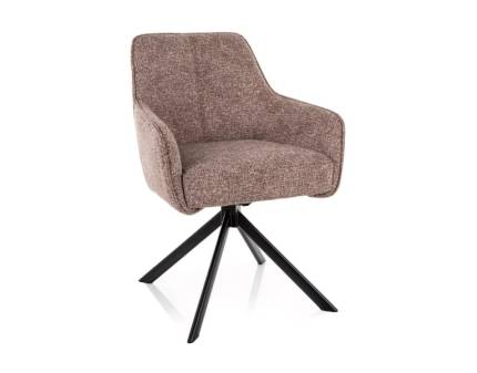 Scaun tapitat NOTTI LEO rotativ, material textil cappuccino 55x62xH83cm, picioare negre 