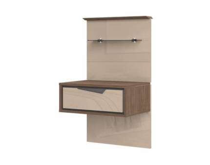 Noptiera stanga cu 1 sertar LEFT Mokka HG lucios + Linkoln Walnut, manere incorporate antracit 