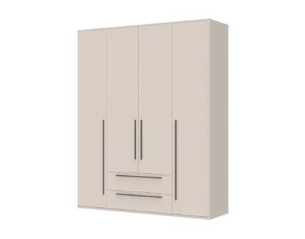 Dulap cu 4 usi cu usi balamale si 2 sertare OPERA 182x224x56cm casmir, manere maro