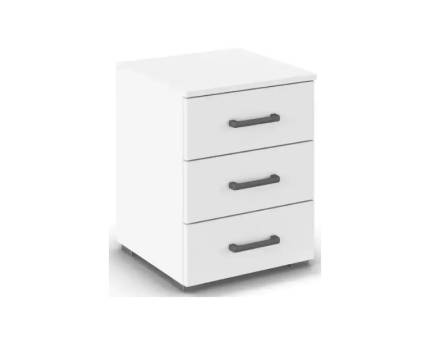 Noptiera CORVO cu 3 sertare pentru depozitare, alb alpin/ gri metalic 40x52x40cm