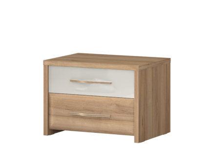 Noptiera cu 2 sertare GALA 57x41x41cm bej lucios/ nuc Pacific