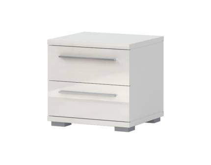 Noptiera cu 2 sertare PIANO BEIGE 45x43x40cm bej lucios, picioare si manere crom