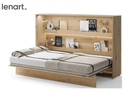 LENART BED CONCEPT BC-05 pat (120x200cm) rabatabil pe perete orizontal 211x46-148x138cm stejar Artisan