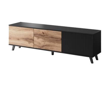 Comoda TV cu 3 usi RANDOM 180x52x40cm stejar/ negru 