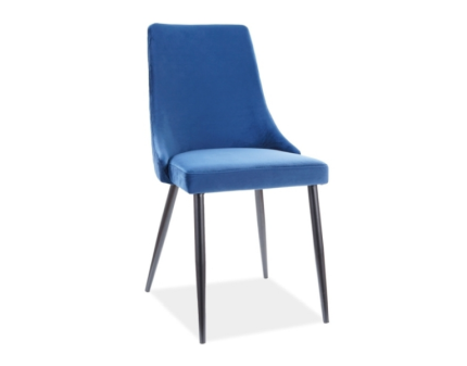Scaun tapitat PIANO B VELVET catifea blue 47x59xH93cm, picioare negre