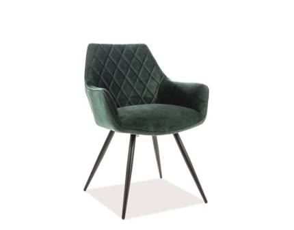 Scaun tapitat LINEA VELVET catifea green 59x59xH82cm, picioare negre