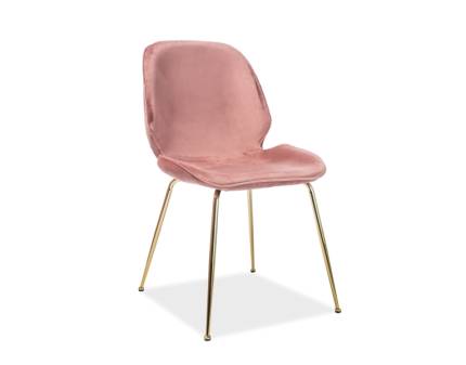 Set 4 scaune tapitate ADRIEN VELVET catifea somon pink 50x42xH87cm, picioare aurii