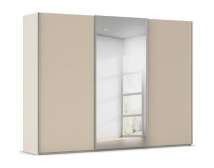 Dulap cu usi glisante TARO 301x223x69cm champagne/ oglinda, maner aluminiu 