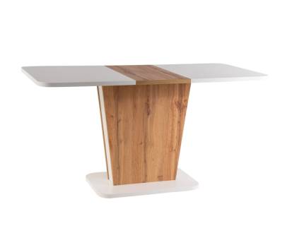 Masa extensibila CALIPSO WOOD din PAL melaminat alb cu stejar wotan 110-145x68xH76cm