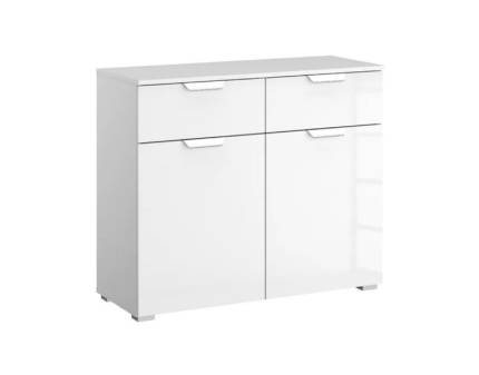 Comoda cu 2 usi si 2 sertare ADITIO 80x81x42cm alb alpin/ alb lucios 