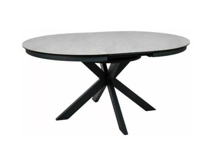 Masa extensibila PORTO CERAMIC BEIGE din sticla securizata si ceramica Taj Mahal bej lucios, metal negru 120-160xH76cm