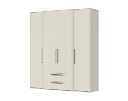 Dulap cu 4 usi cu balamale si 2 sertare AIR 187x225x56cm Pepper White, manere antracit