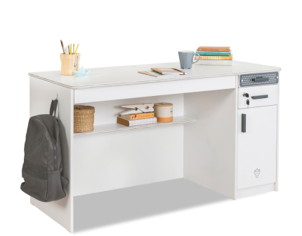 Birou mare cu 1 usa si 3 sertare WHITE 110x58xH75cm alb