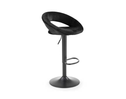 Scaun tapitat pentru bar H102 reglabil pe inaltime, catifea black 53x48xH7-100cm, picior negru