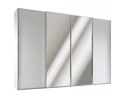 Dulap cu 4 usi glisante 373x222x68cm alb mat/ oglinda, maner crom model 2 SINFONIE PLUS  