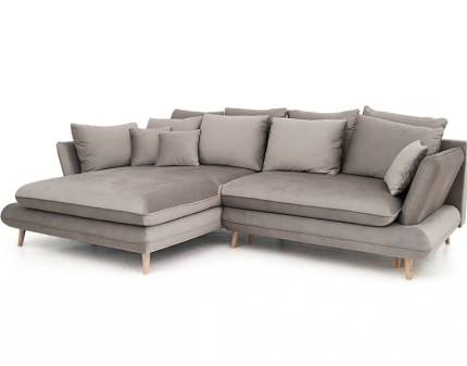 Coltar extensibil MONTE cu lada pentru depozitare, albastru inchis/ cappuccino 283x181cm