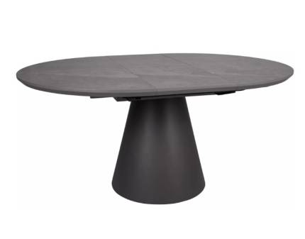 Masa extensibila ANGEL II GREY din MDF si melamina cu efect de marmura gri, MDF negru 120-160xH75cm