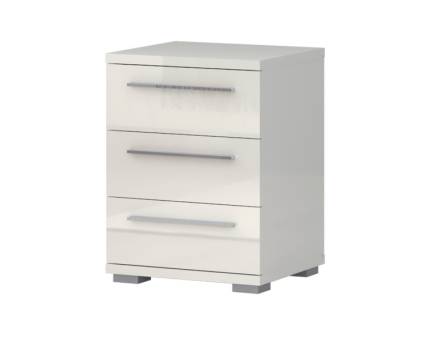Noptiera cu 3 sertare PIANO BEIGE 45x61x40cm bej lucios, picioare si manere crom