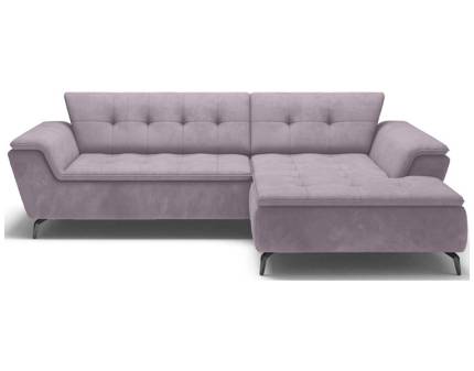 Coltar extensibil MAGIC catifea, cu lada pentru depozitare, lavande/ gri 288x186cm