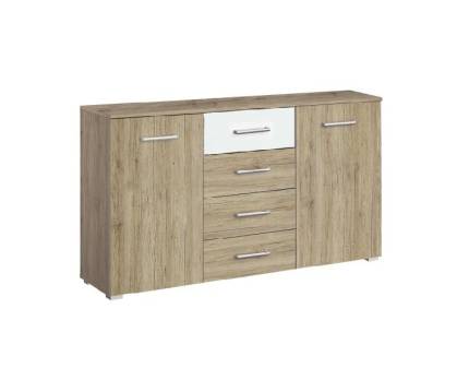 Comoda cu 2 usi si 4 sertare BARCELONA 140x81x42cm sanremo/ alb alpin