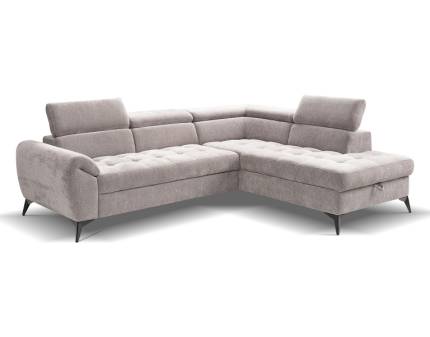 Coltar extensibil EDEN cu lada pentru depozitare, tetiere reglabile, personalizabil 248x200cm