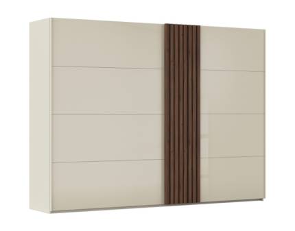 Dulap cu usi glisante TEGIO 301x223x69cm champagne mat/ sticla champagne - Walnut