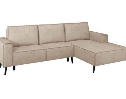Coltar extensibil MINGO cu lada pentru depozitare, catifea crem 260x161cm