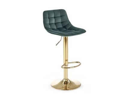 Set 2 scaune tapitate pentru bar H120 reglabil pe inaltime, catifea green 42x43xH82-104cm, picior auriu
