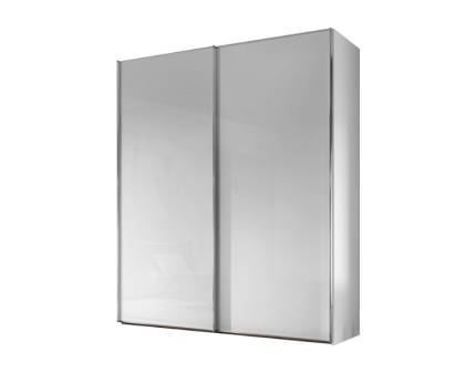 Dulap cu 2 usi glisante 200x222x68cm alb/ sticla alba, maner crom model 3 SINFONIE PLUS  