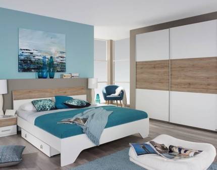 Cadru pat HEINSBERG 160 / 180cm alb alpin/ sanremo