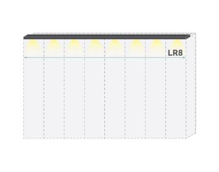 Cornisa passepartout cu LED pentru dulapul cu 8 usi PIANO BEIGE 362x17.3x2.5cm bej lucios 