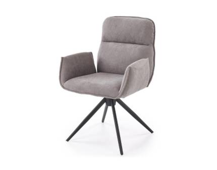 Scaun tapitat K574 rotativ, confortabil, material grey 49x49xH88cm, picioare negre