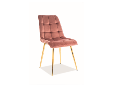Scaun tapitat CHIC VELVET GOLD catifea somon pink 50x58xH88cm, picioare aurii