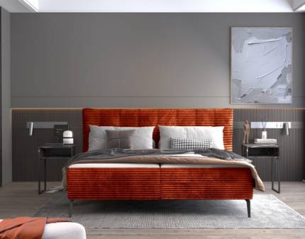 Pat tapitat cu saltea si spatiu pentru depozitare AURORA 160/ 180cm picioare negre