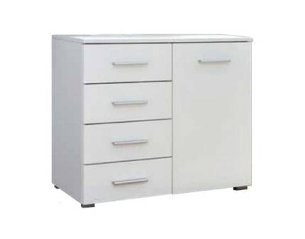 Comoda cu 4 sertare si 1 usa ADITIO 140x81x42cm alb alpin