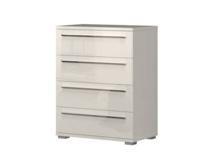 Comoda cu 4 sertare PIANO BEIGE 76x97x45cm bej lucios, manere crom