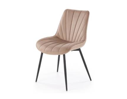 Scaun tapitat K589 catifea beige 50x63xH87, picioare negre