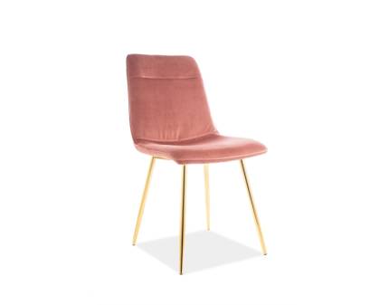 Set 4 scaune tapitate EROS VELVET catifea somon pink 47x41xH87cm, picioare aurii