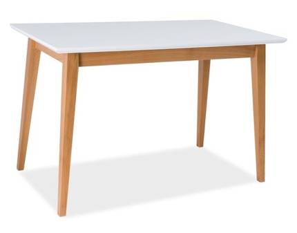 Masa BRAGA din MDF alb, lemn masiv stejar 120x68xH76cm