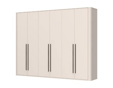 Dulap cu 6 usi cu balamale RONDO 288x225x56cm casmir/ sticla Parsol, manere Midnight Copper