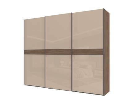 Dulap cu usi glisante LEFT 272x224x61cm Mokka HG lucios + Linkoln Walnut, manere antracit 