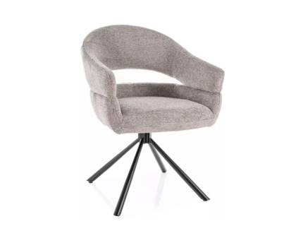 Scaun tapitat BORGO RAVEN rotativ, material textil grey 58x60xH87cm, picioare negre