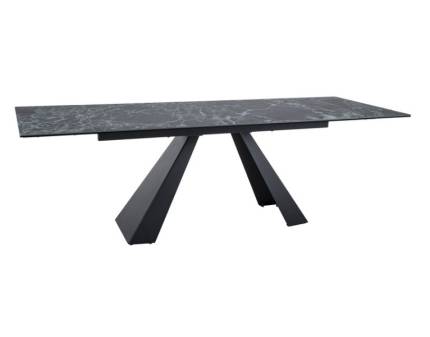 Masa extensibila SALVADORE CERAMIC VERDE ALPI din ceramica cu efect de marmura Verde Alpi, metal negru 160-240x90xH77cm
