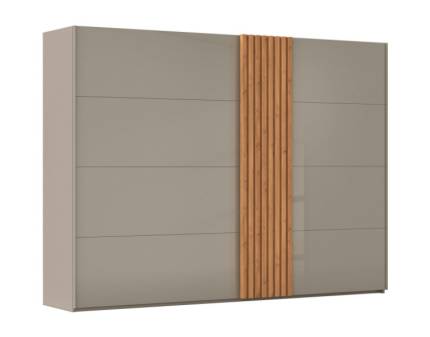 Dulap cu usi glisante TEGIO 301x223x69cm fango mat/ sticla fango - stejar Wild